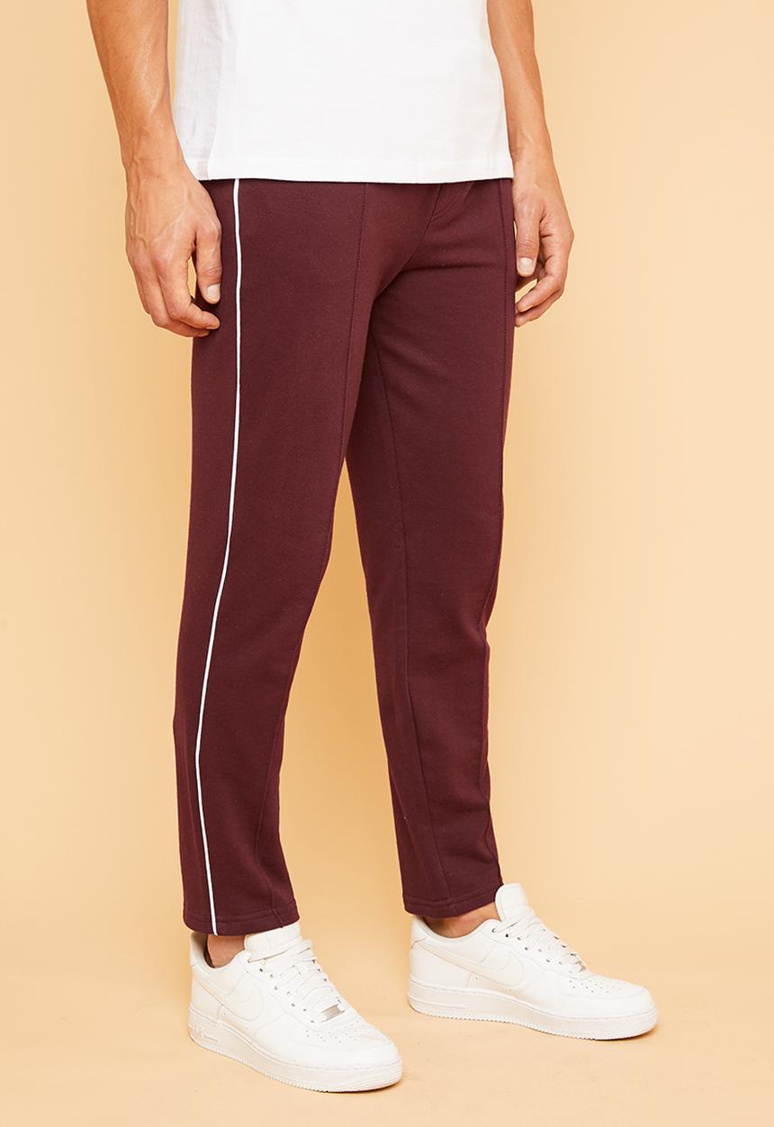 Superbalist - Tapered pintuck piping sweatpants - burgundy