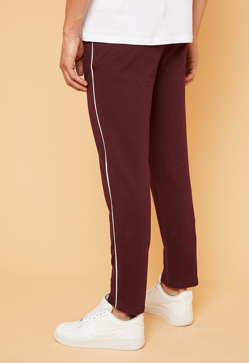 Superbalist - Tapered pintuck piping sweatpants - burgundy