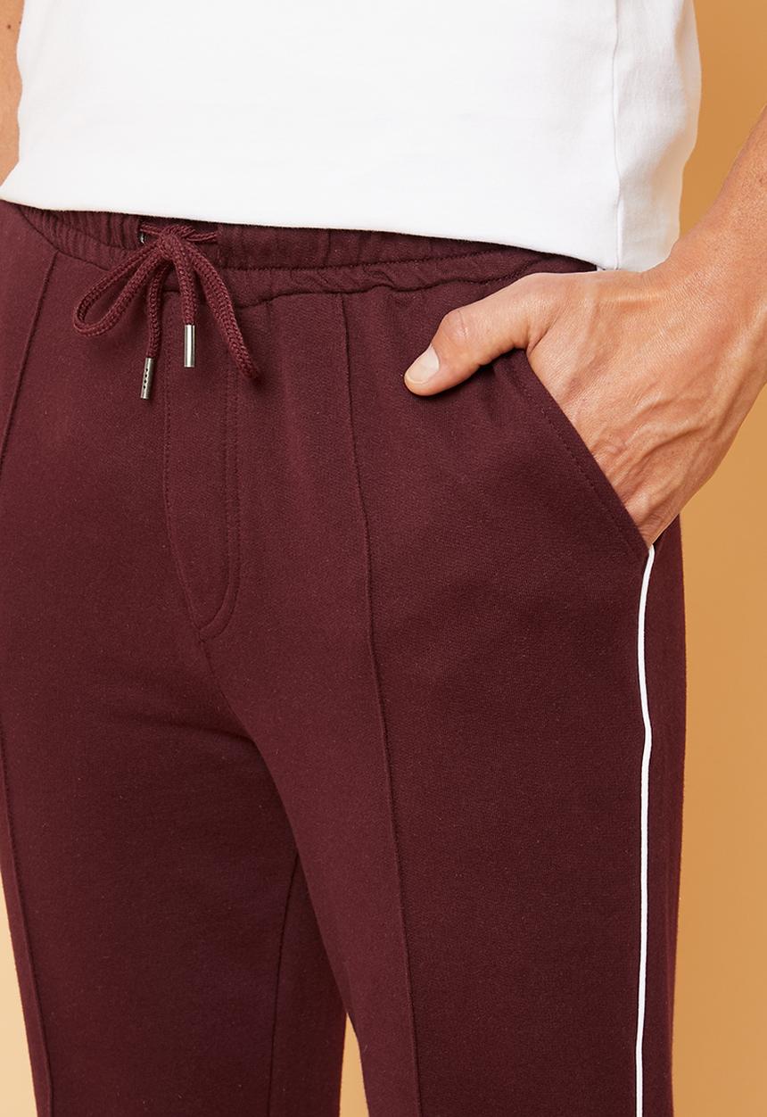 Superbalist - Tapered pintuck piping sweatpants - burgundy