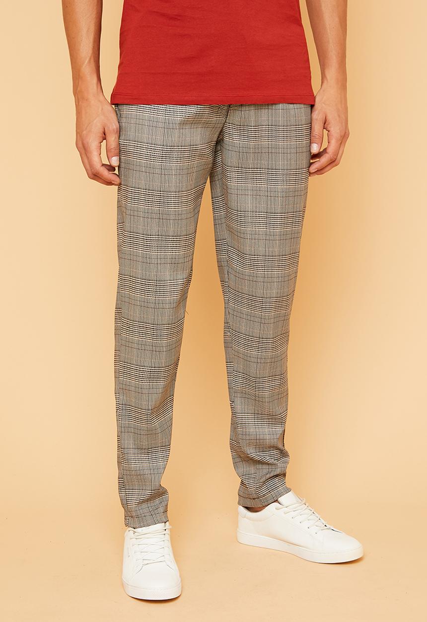 Superbalist - Elasticated waistband check chino - grey