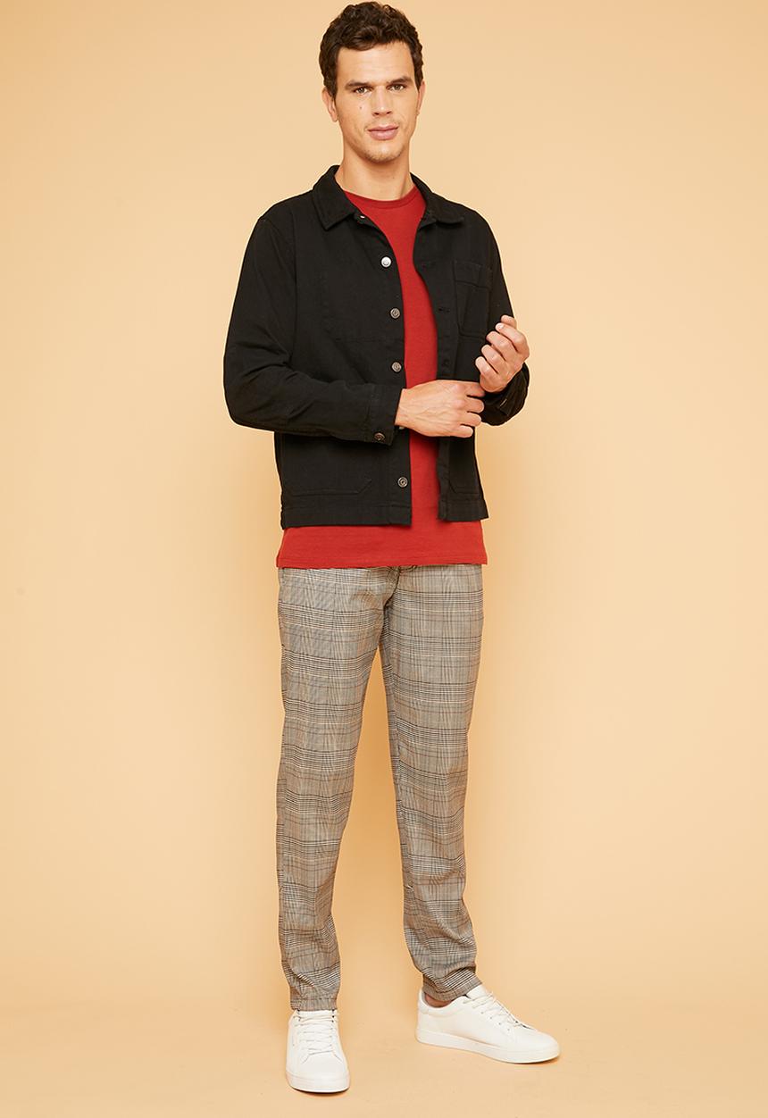 Superbalist - Elasticated waistband check chino - grey