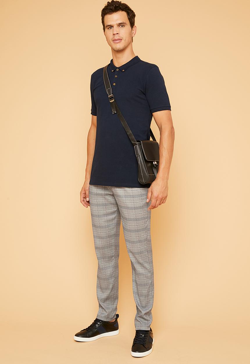 Superbalist - Elasticated waistband check chino - black & white