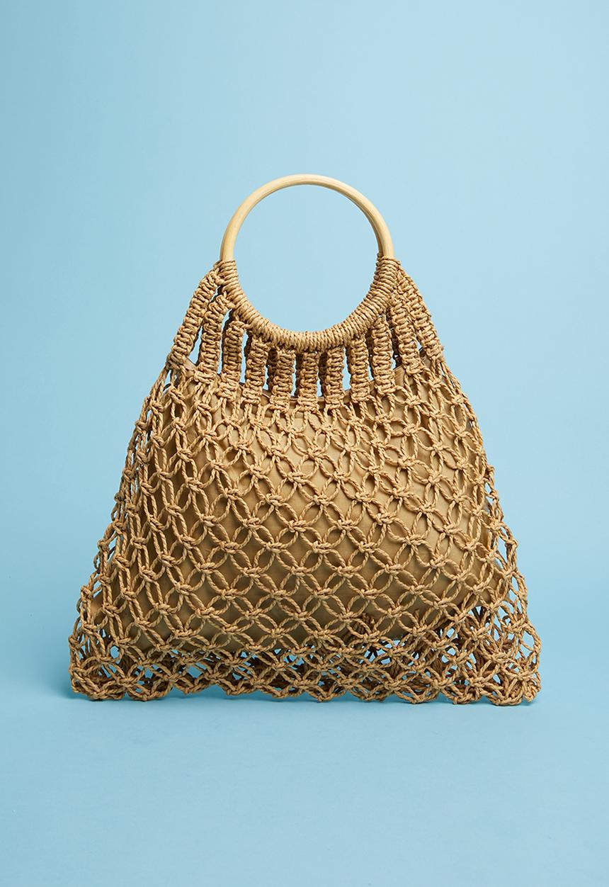 Superbalist - Wooden handle crochet bag - neutral