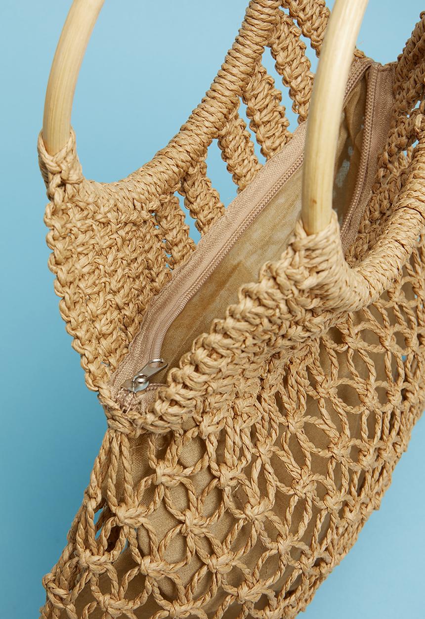 Superbalist - Wooden handle crochet bag - neutral