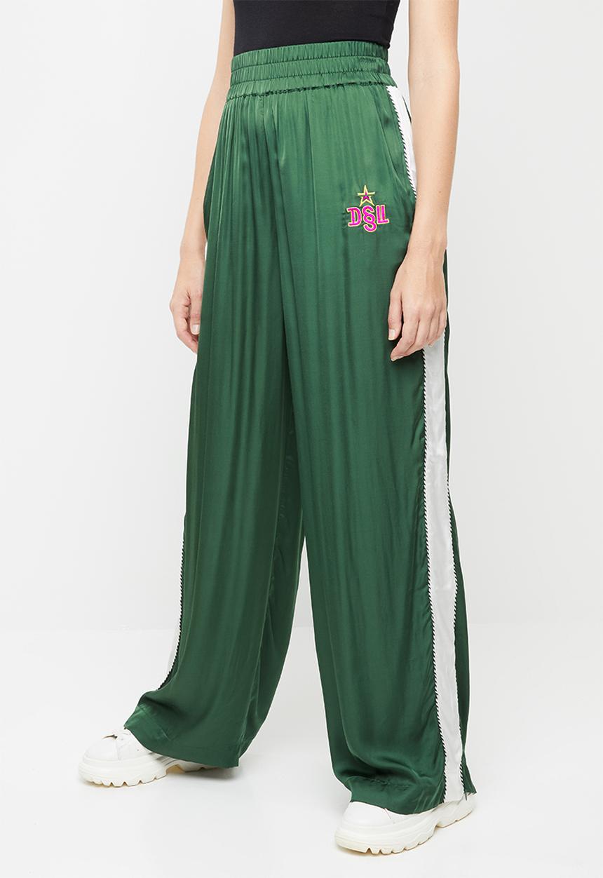 Diesel  - Rolen pantaloni wid leg pants - green & white