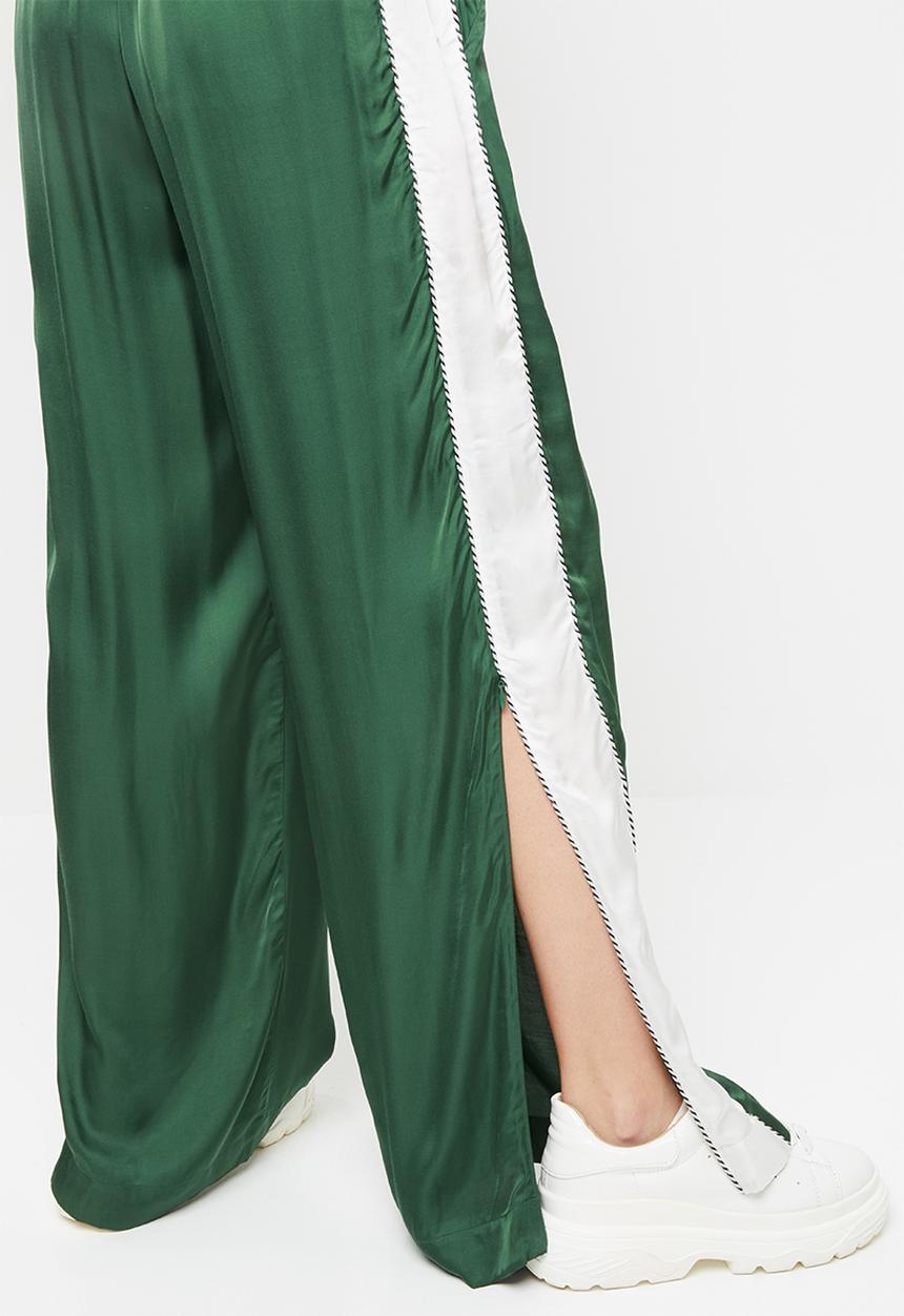 Diesel  - Rolen pantaloni wid leg pants - green & white