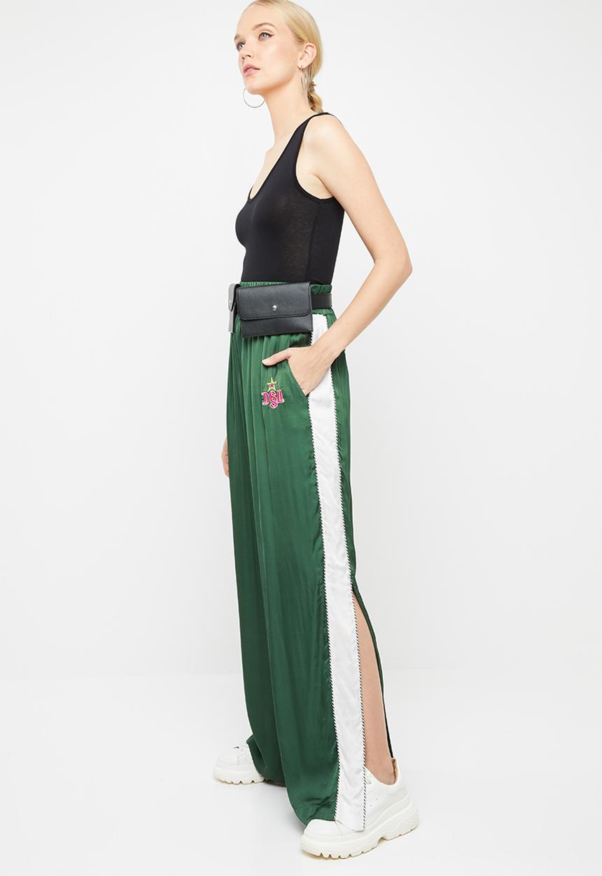 Diesel  - Rolen pantaloni wid leg pants - green & white