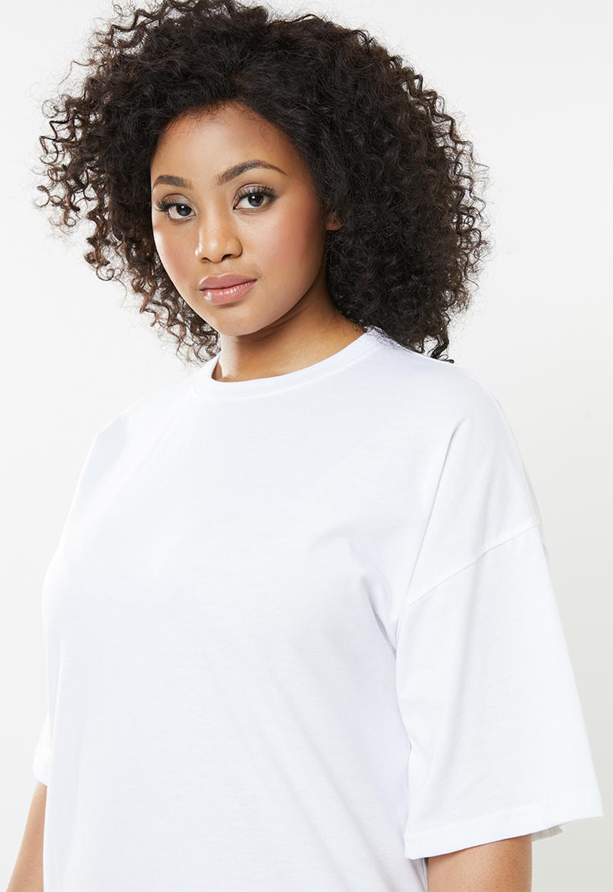 Missguided - Curve back print T-shirt dress - white