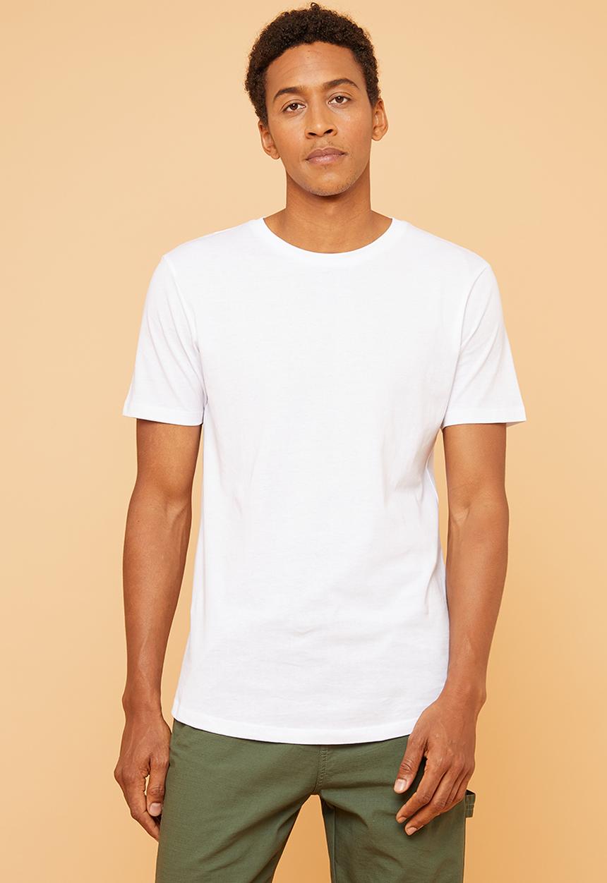 Superbalist - Longline curved hem short sleeve tee - white