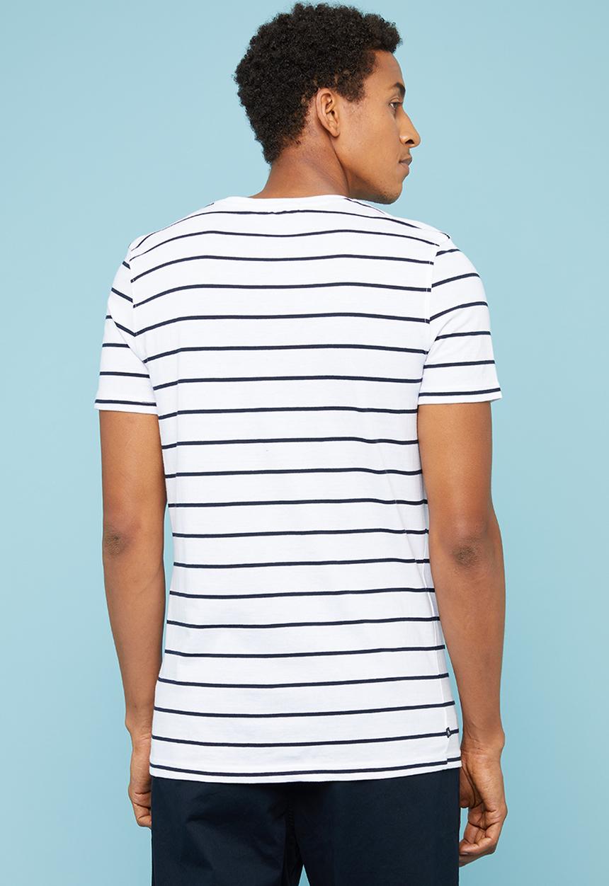 Superbalist - Nautical stripe crew neck tee - white & navy 