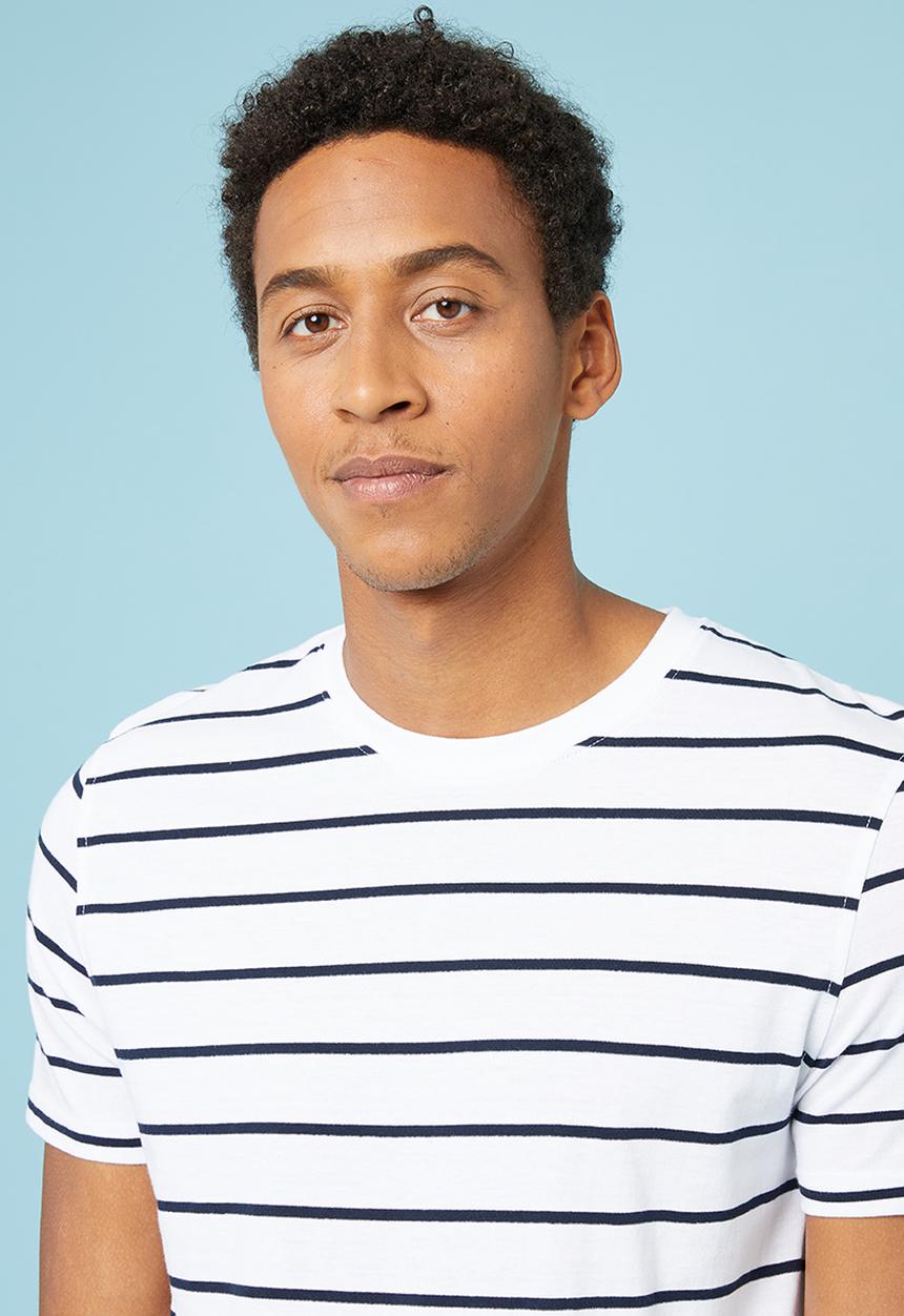 Superbalist - Nautical stripe crew neck tee - white & navy 