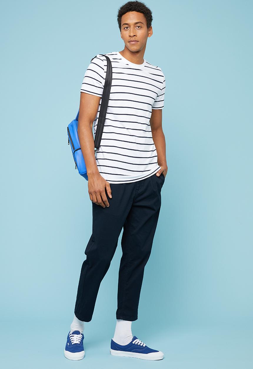 Superbalist - Nautical stripe crew neck tee - white & navy 