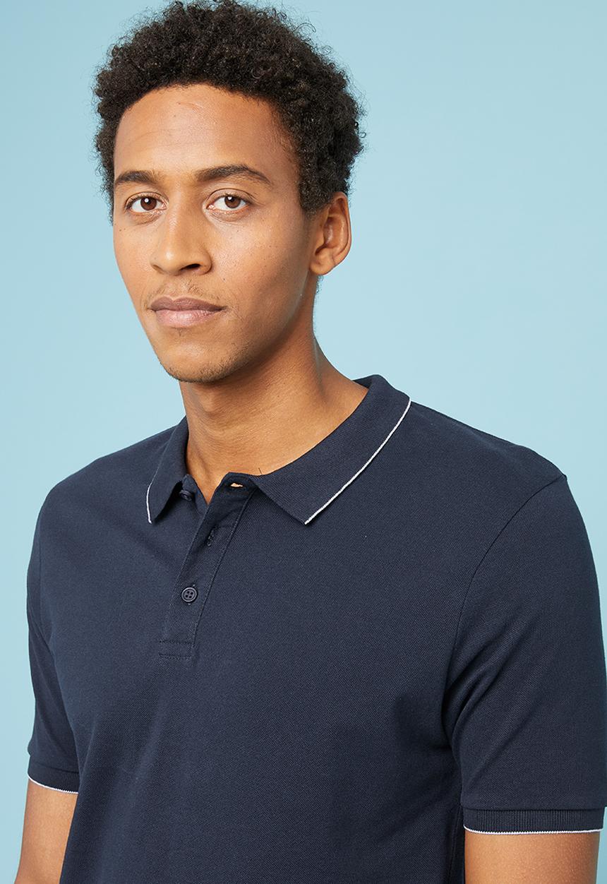 Superbalist - Pique fit tipped golfer - navy