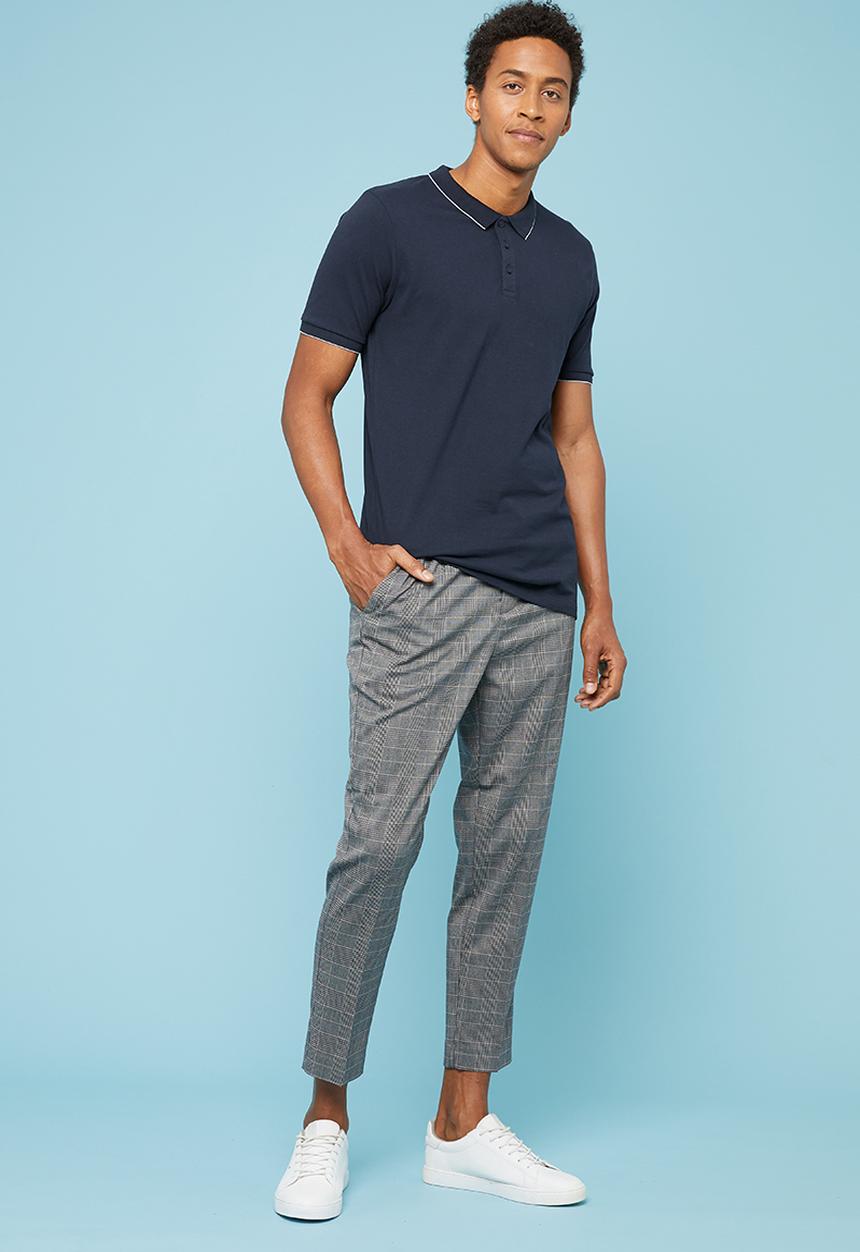 Superbalist - Pique fit tipped golfer - navy