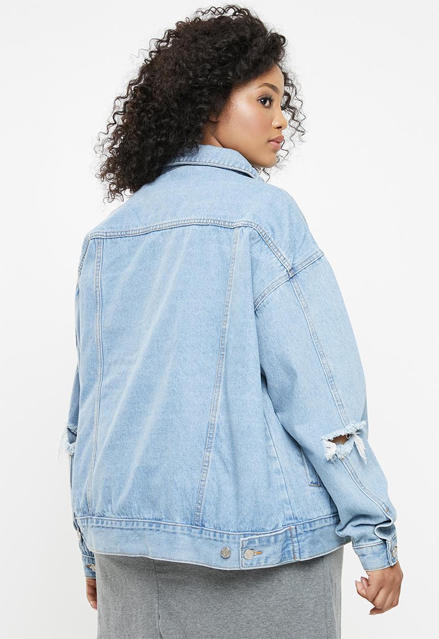 Missguided - Curve oversized boyfriend jacket - blue
