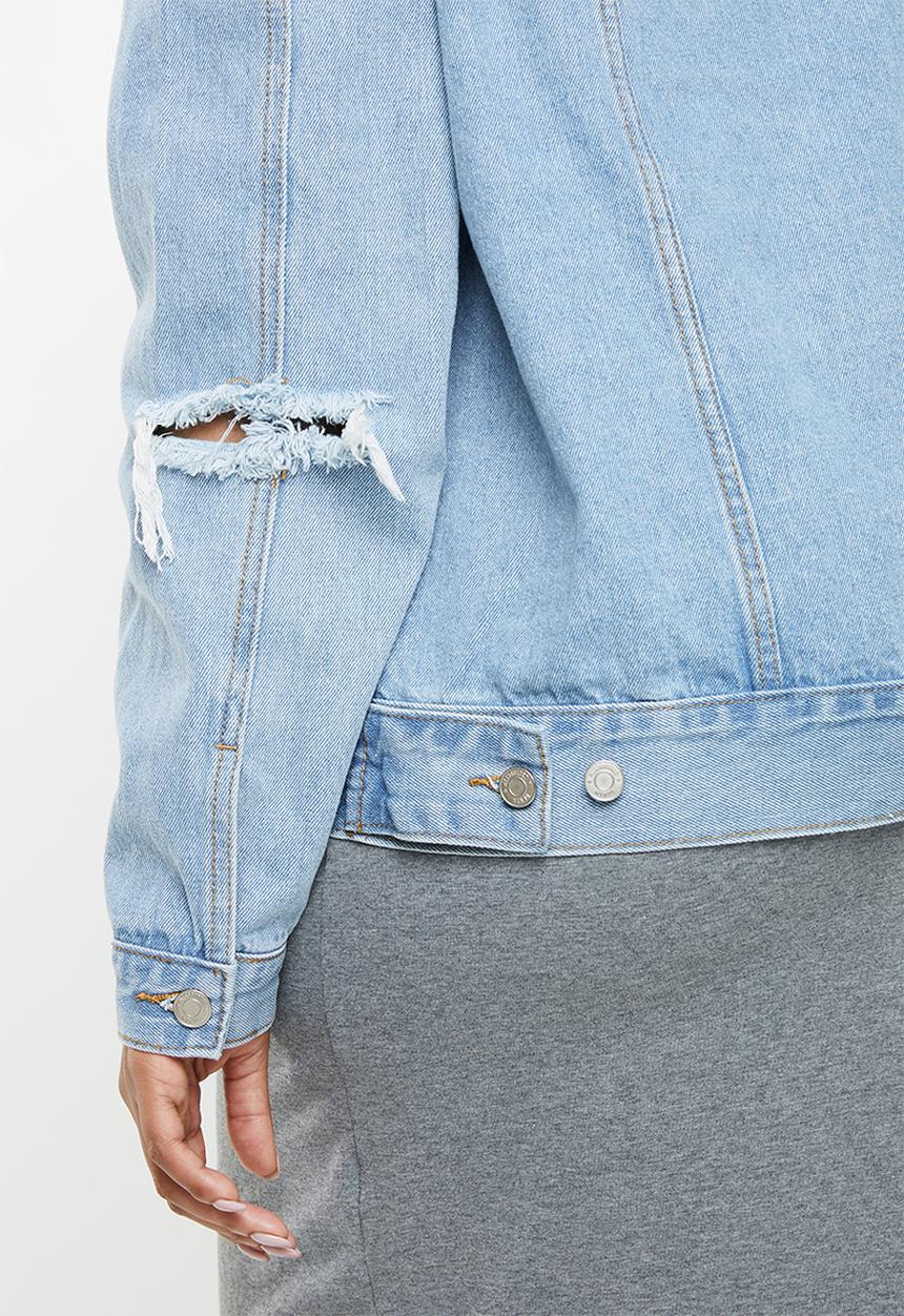 Missguided - Curve oversized boyfriend jacket - blue