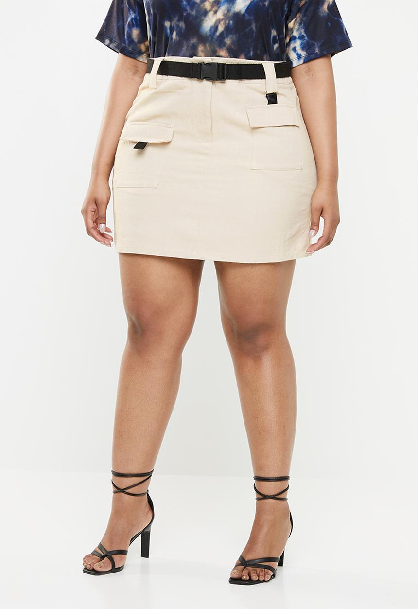 Missguided - Curve utility detail mini skirt - beige