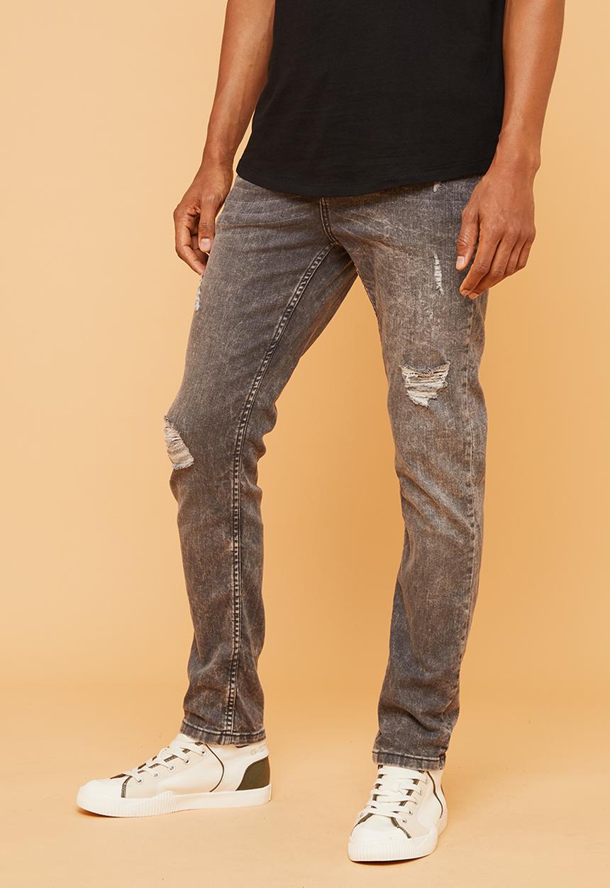 Superbalist - Slim fit abrasions jeans - grey