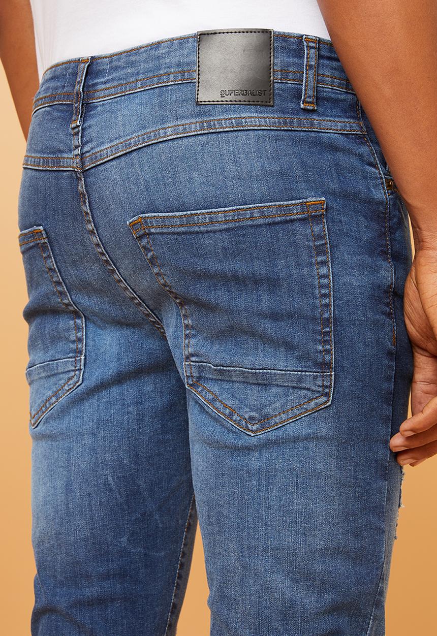 Superbalist - Skinny rip & repair jeans - blue