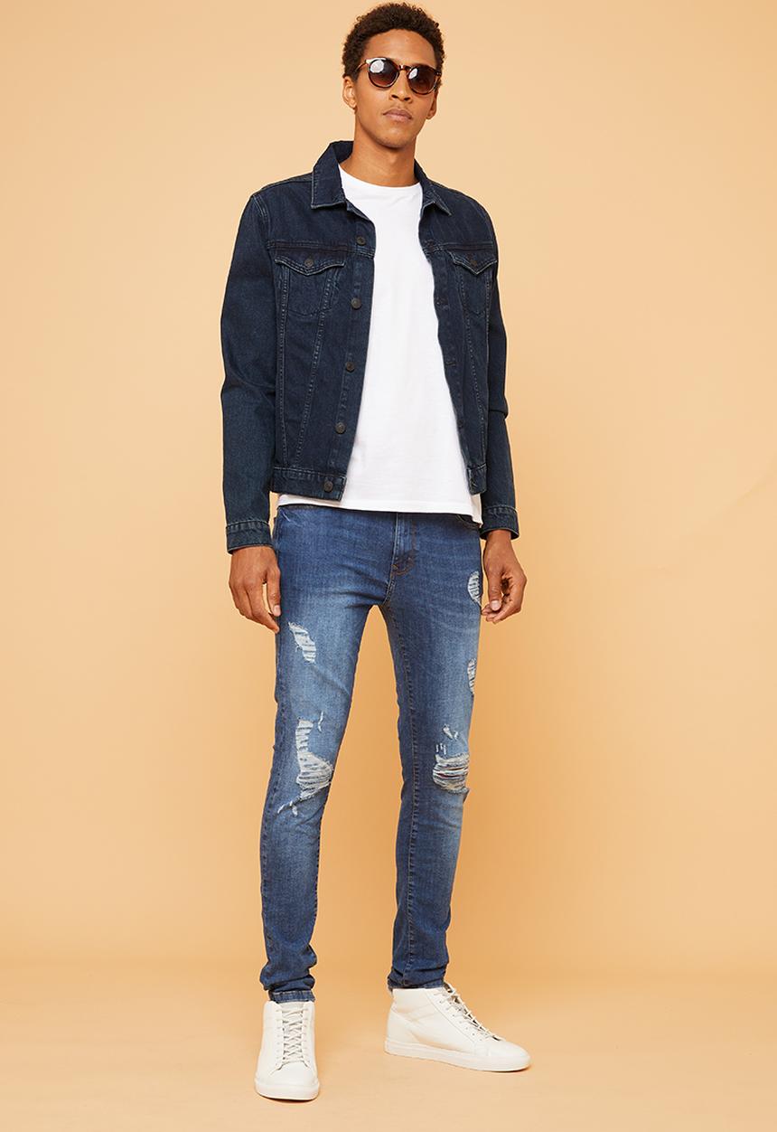 Superbalist - Skinny rip & repair jeans - blue
