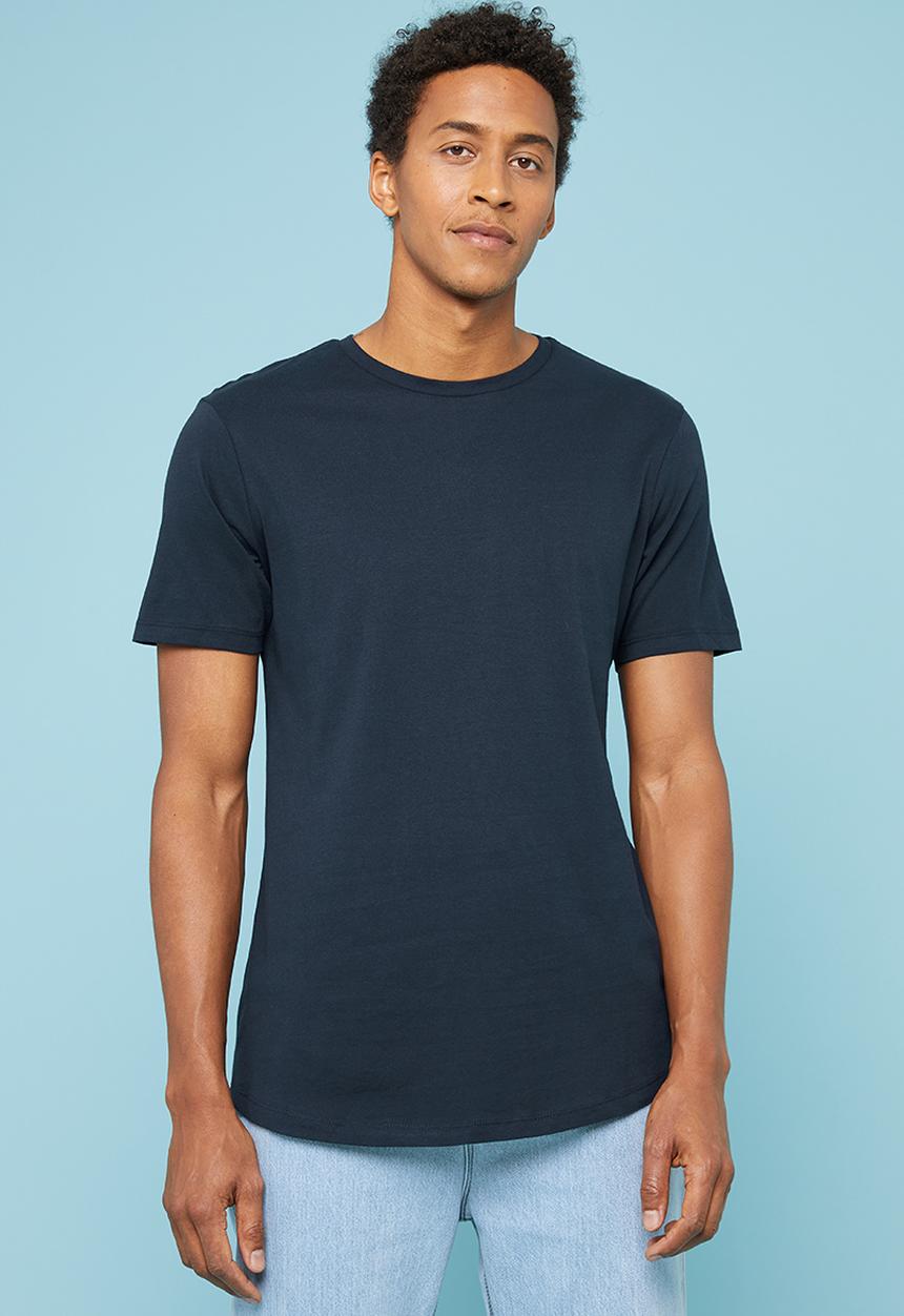 Superbalist - Longline curved hem short sleeve tee - navy