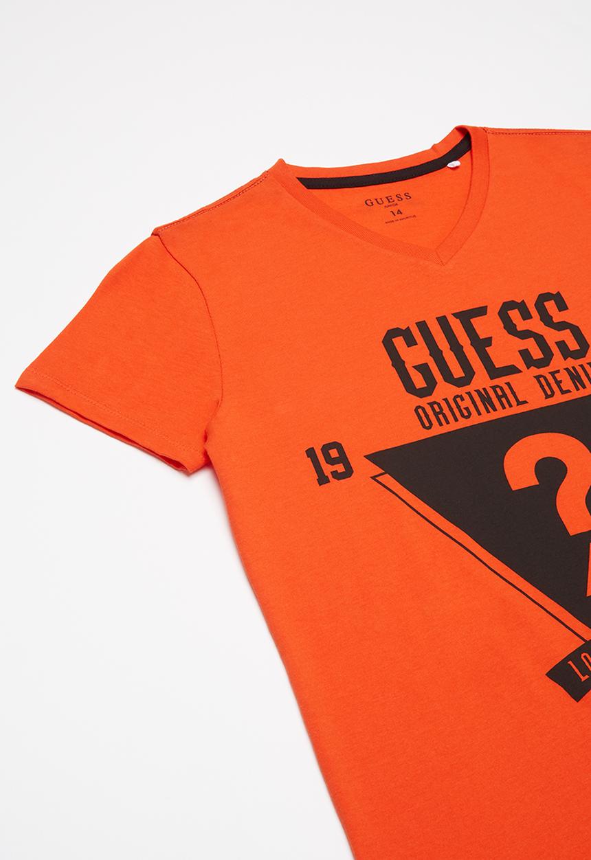 GUESS - Short sleeve Guess denim triangle tee - orange  