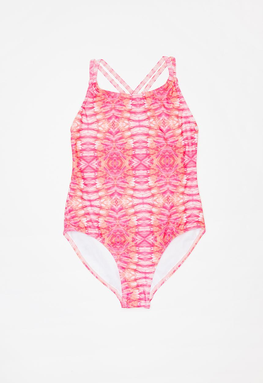 Rebel Republic - Printed full piece swimsuit - pink & peach 