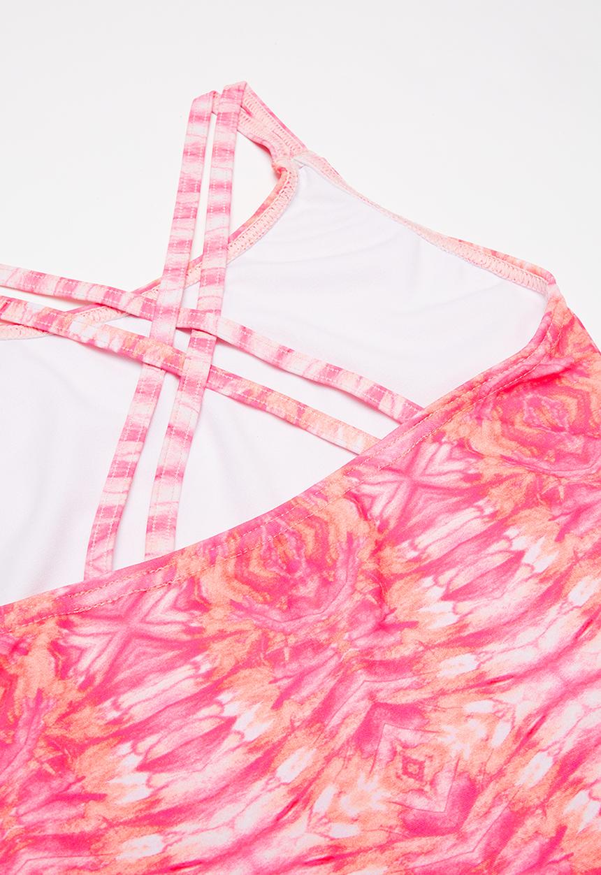 Rebel Republic - Printed full piece swimsuit - pink & peach 