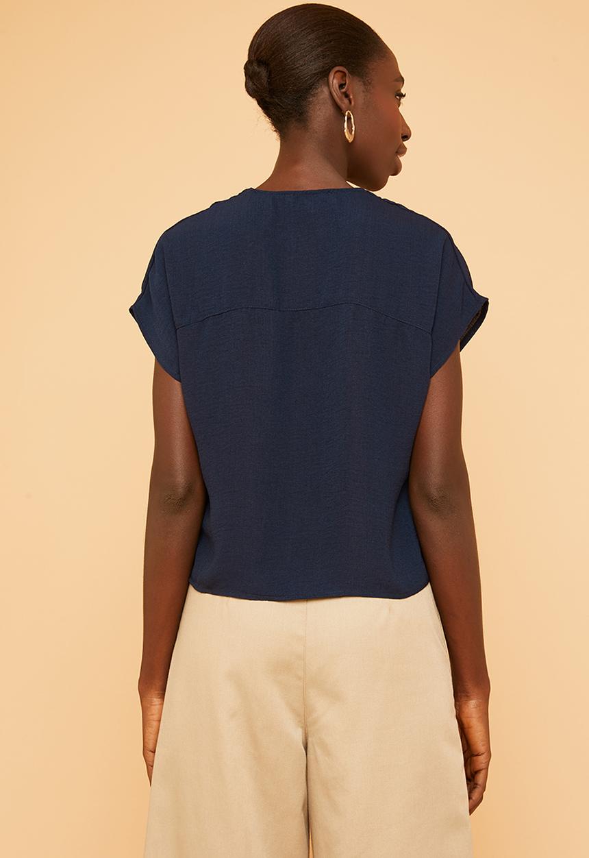 Superbalist - Grown on sleeve button thru blouse - navy