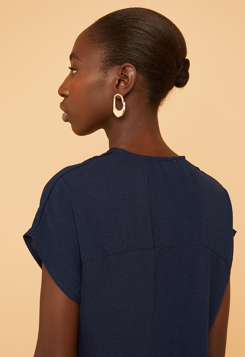 Superbalist - Grown on sleeve button thru blouse - navy