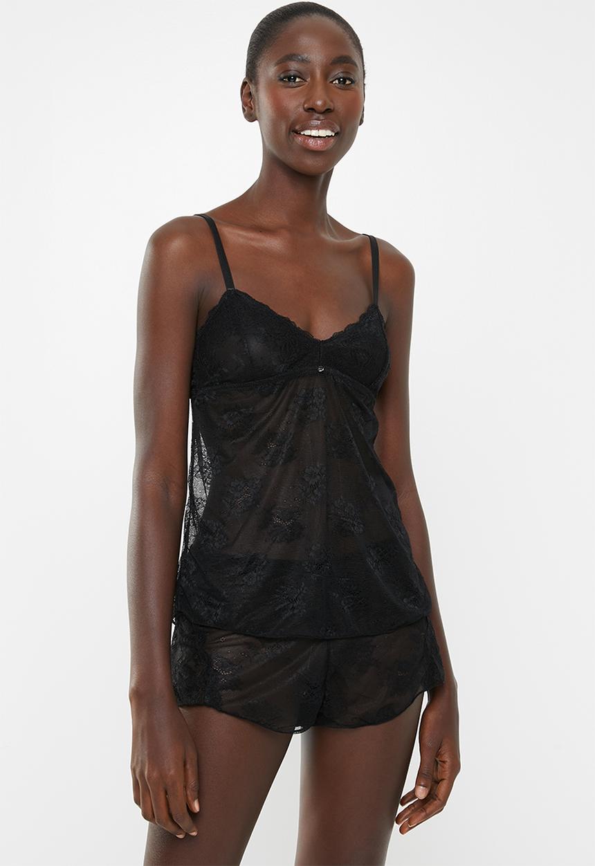 SISSY BOY - Mesh and lace shorts - black