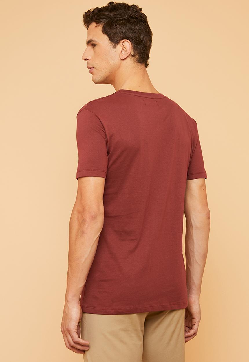 Superbalist - Plain V-neck short sleeve tee - burgundy