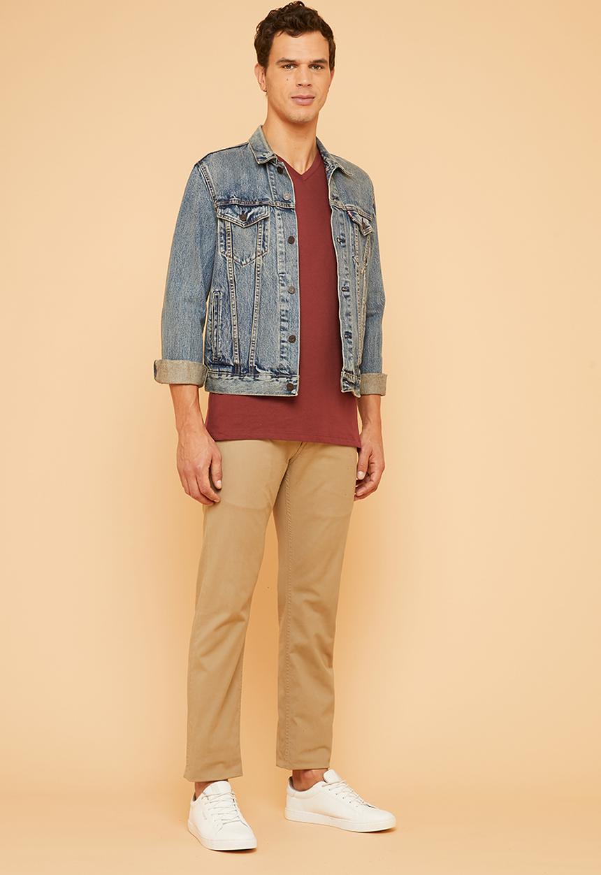 Superbalist - Plain V-neck short sleeve tee - burgundy