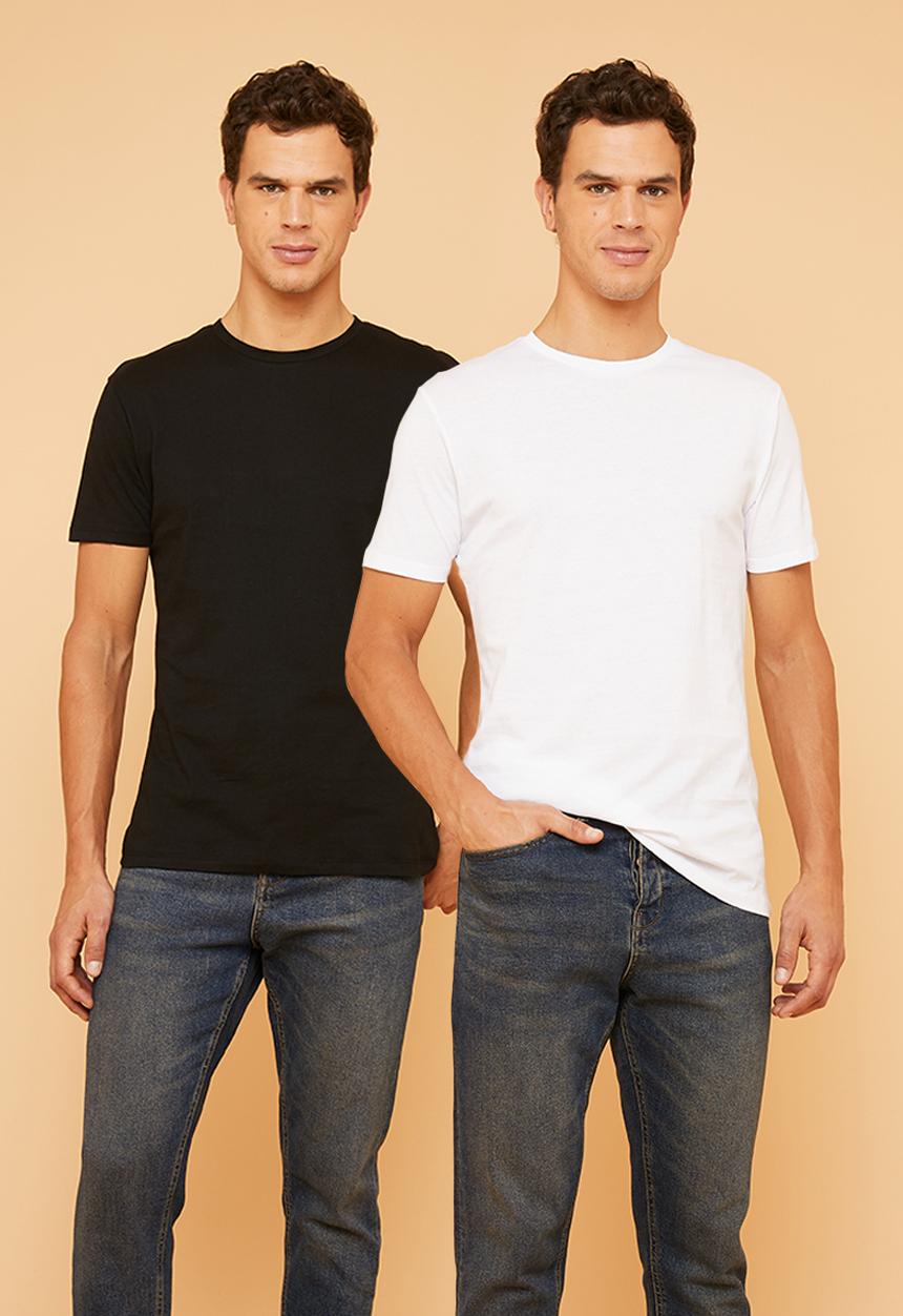 Superbalist - Crew neck short sleeve 2 pack tees - black & white 
