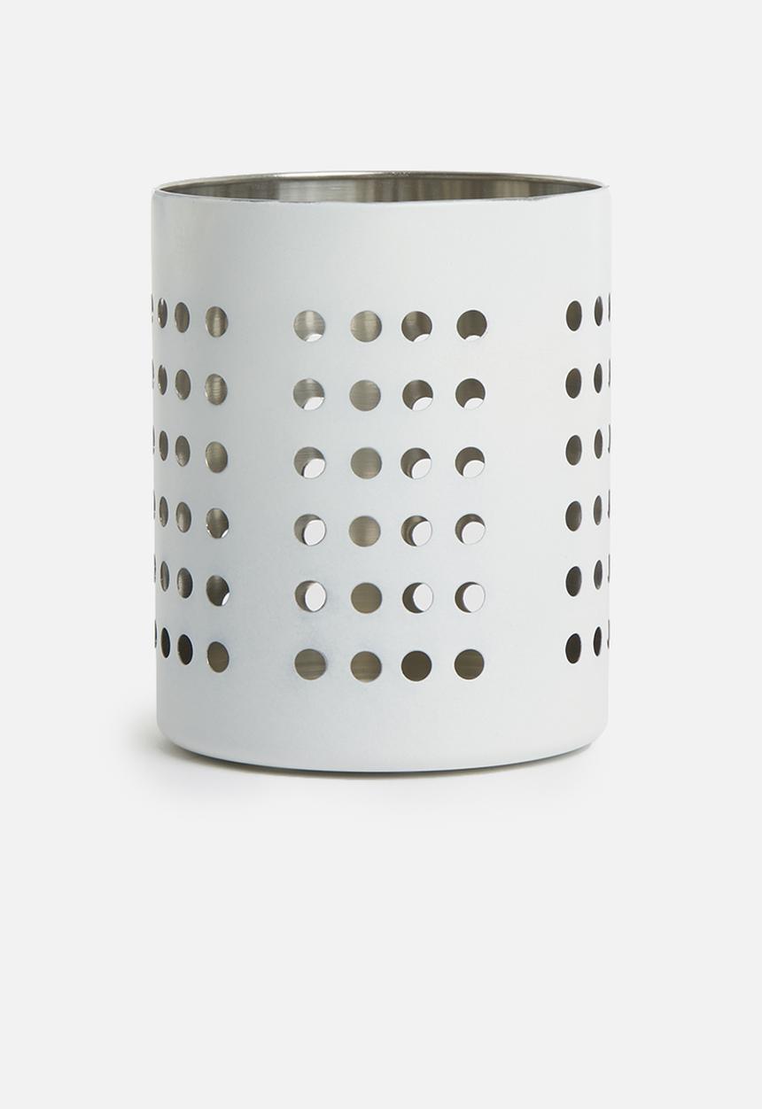 Excellent Houseware - Stainless steel cutlery basket - white