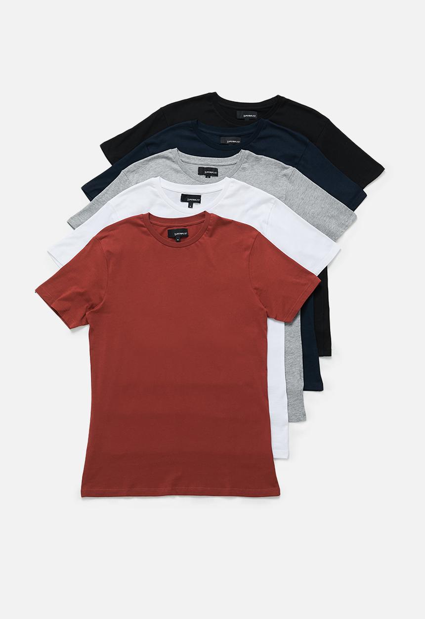 Superbalist - Plain crew neck short sleeve 5 pack tees - multi