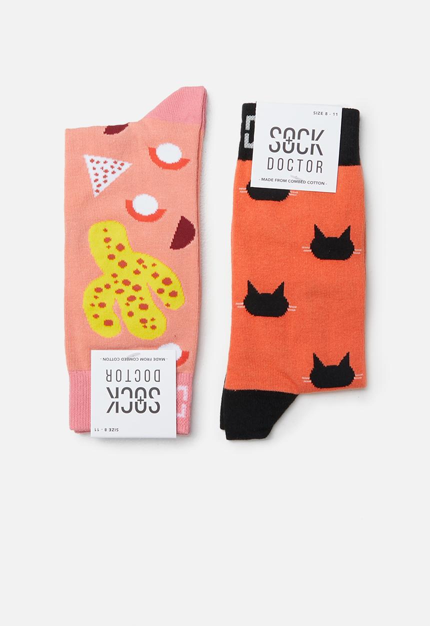 Sock Doctor - 2 Pack cactus and bat socks  - multi