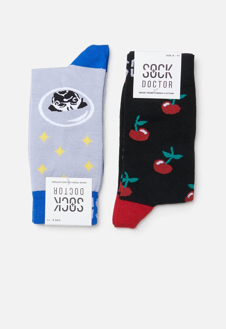 Sock Doctor - 2 Pack dog and cherry socks - multi