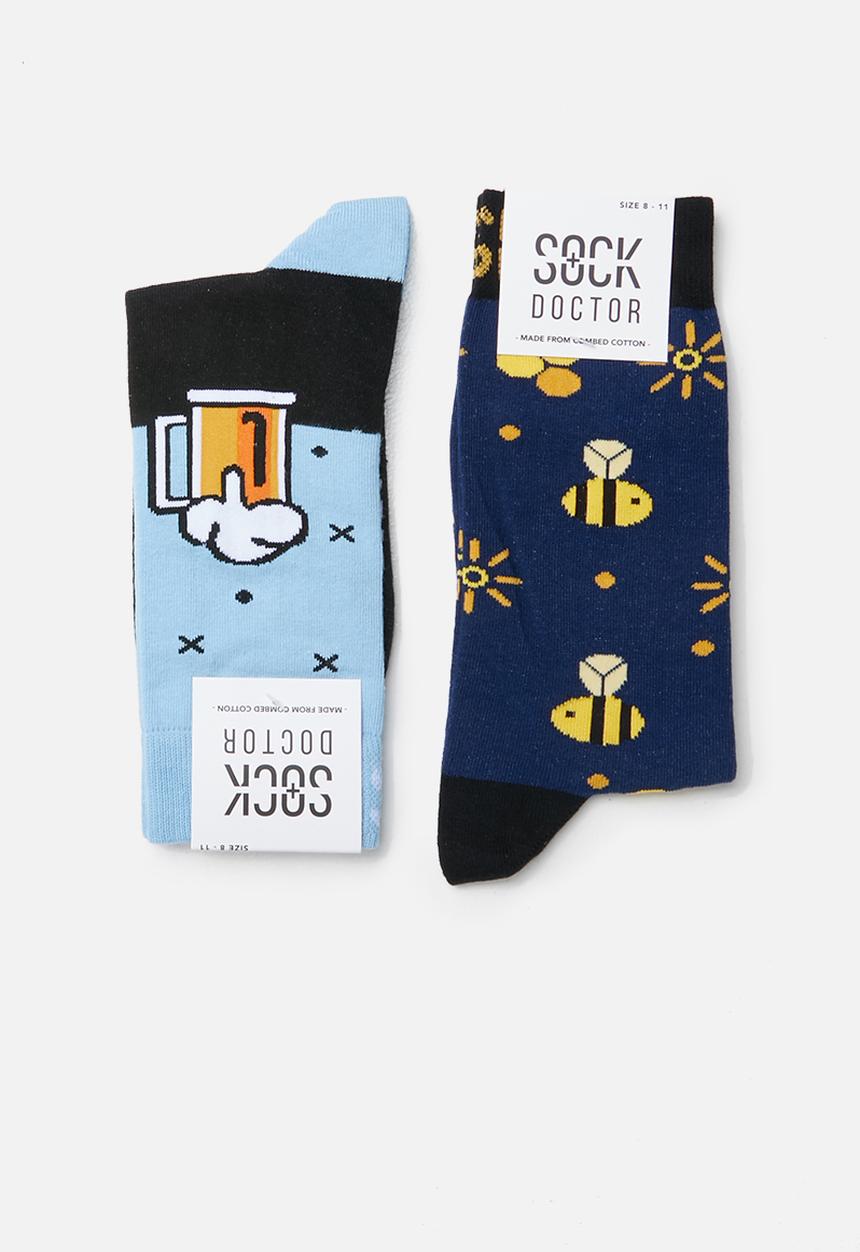 Sock Doctor - 2 Pack beer and sparkles sock - multi