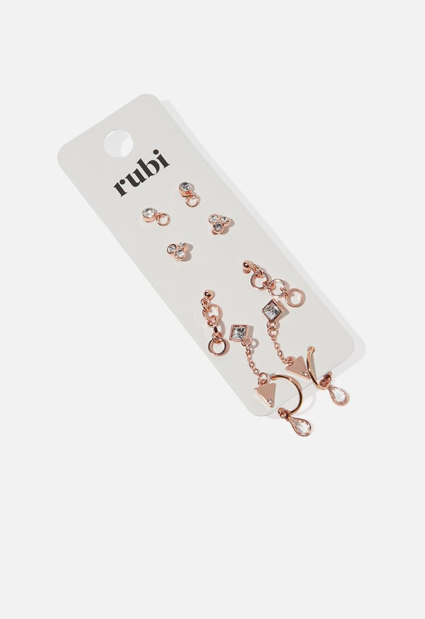 Cotton On - So fine modern metals multi ear pack - rose gold