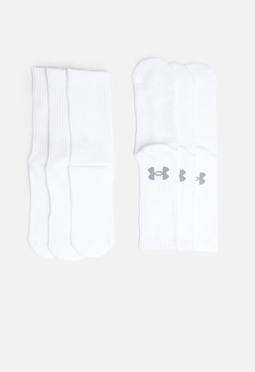 Under Armour - UA training cotton crew socks - white