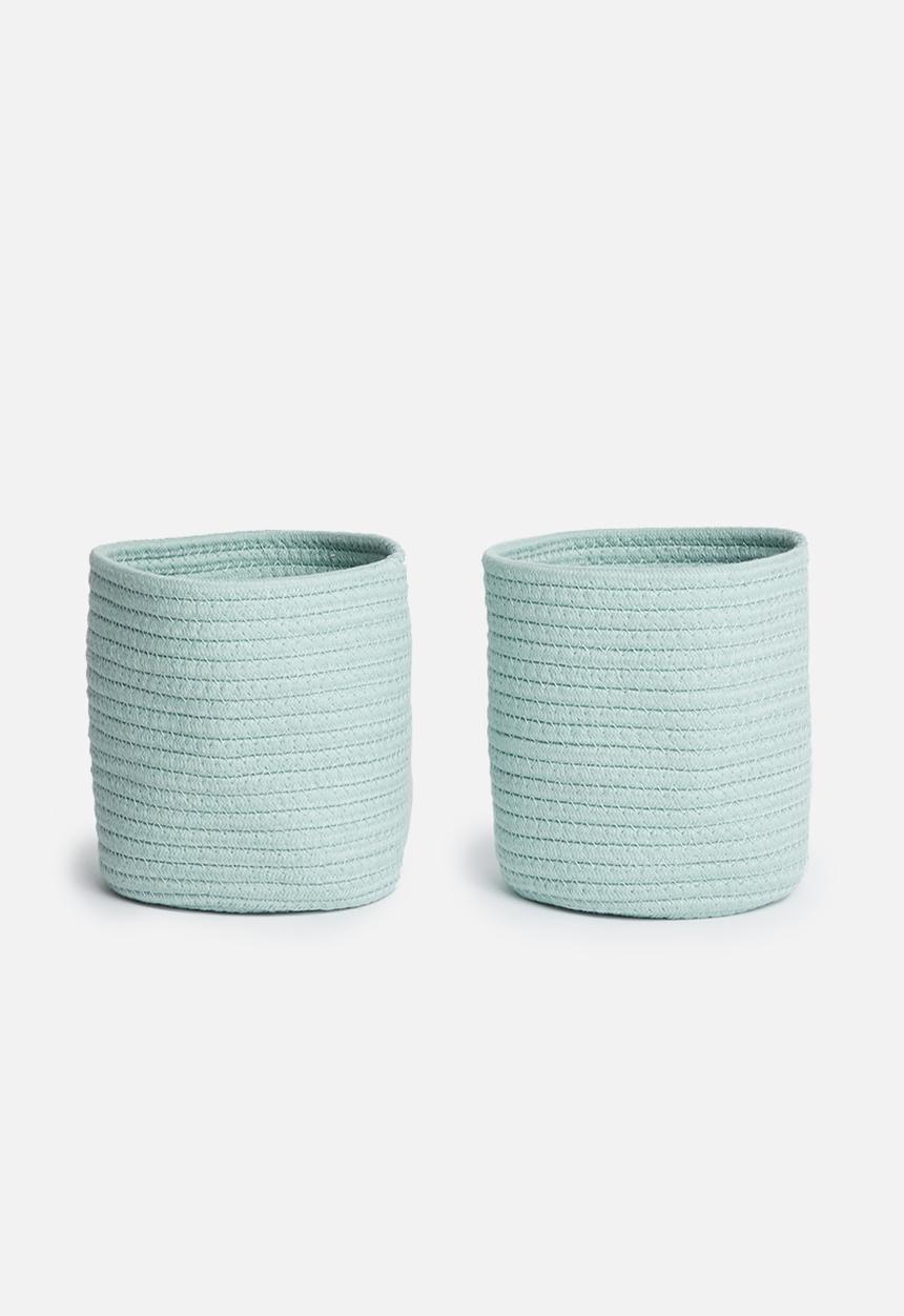 Sixth Floor - Cotton rope storage basket set of 2 - duck egg