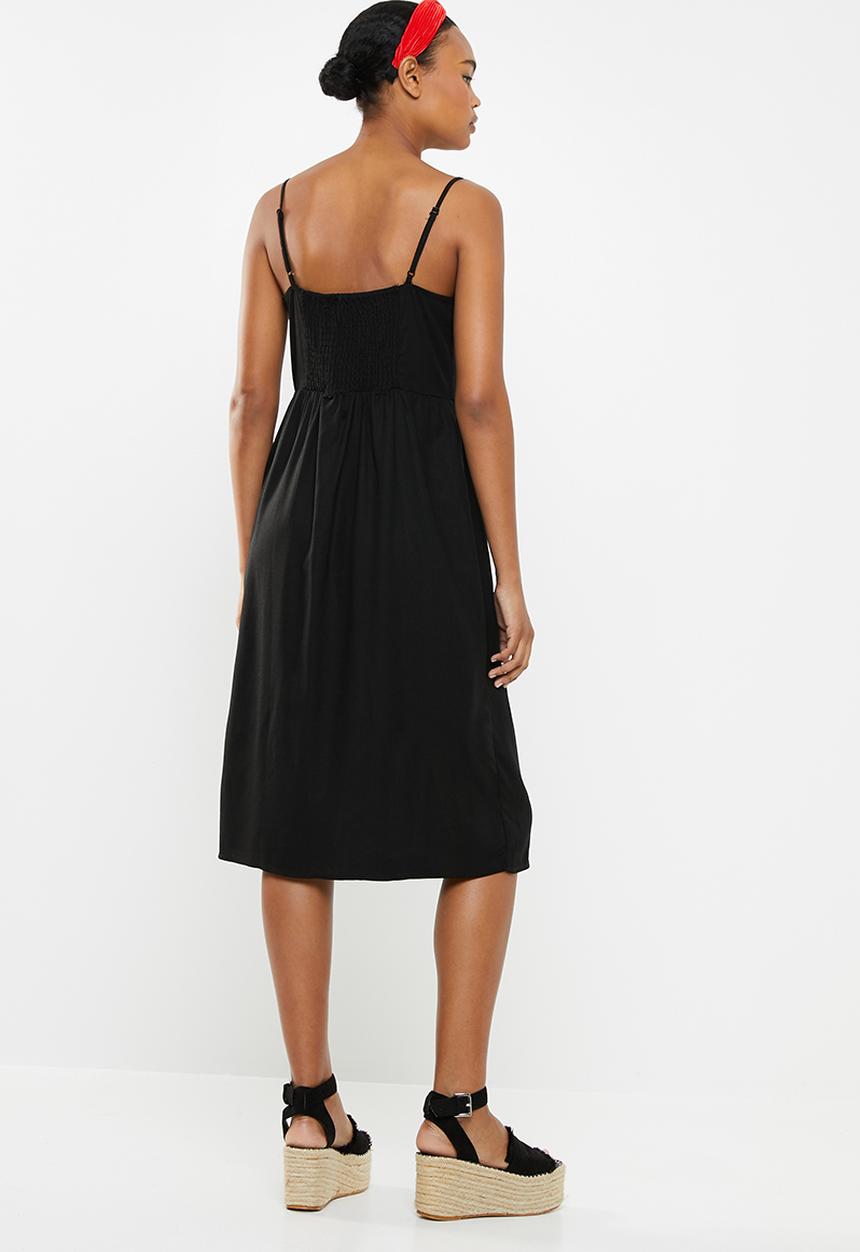 Cotton On - Woven beth button front midi dress - black