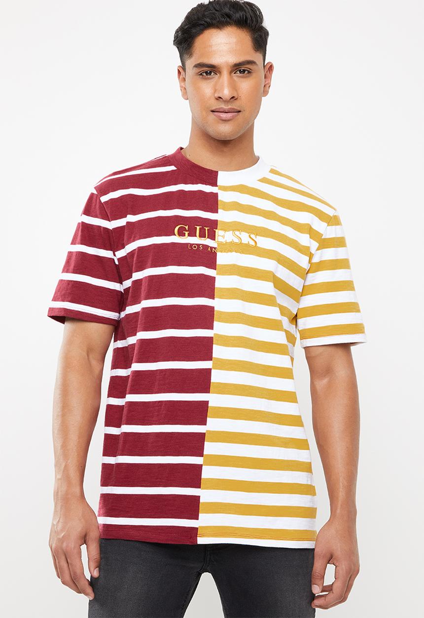 GUESS - Short sleeve go spliced stripe crew - multi