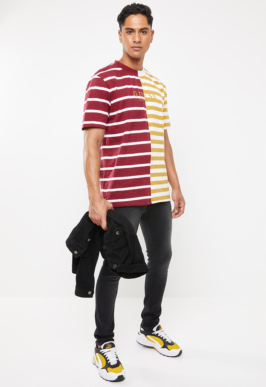 GUESS - Short sleeve go spliced stripe crew - multi