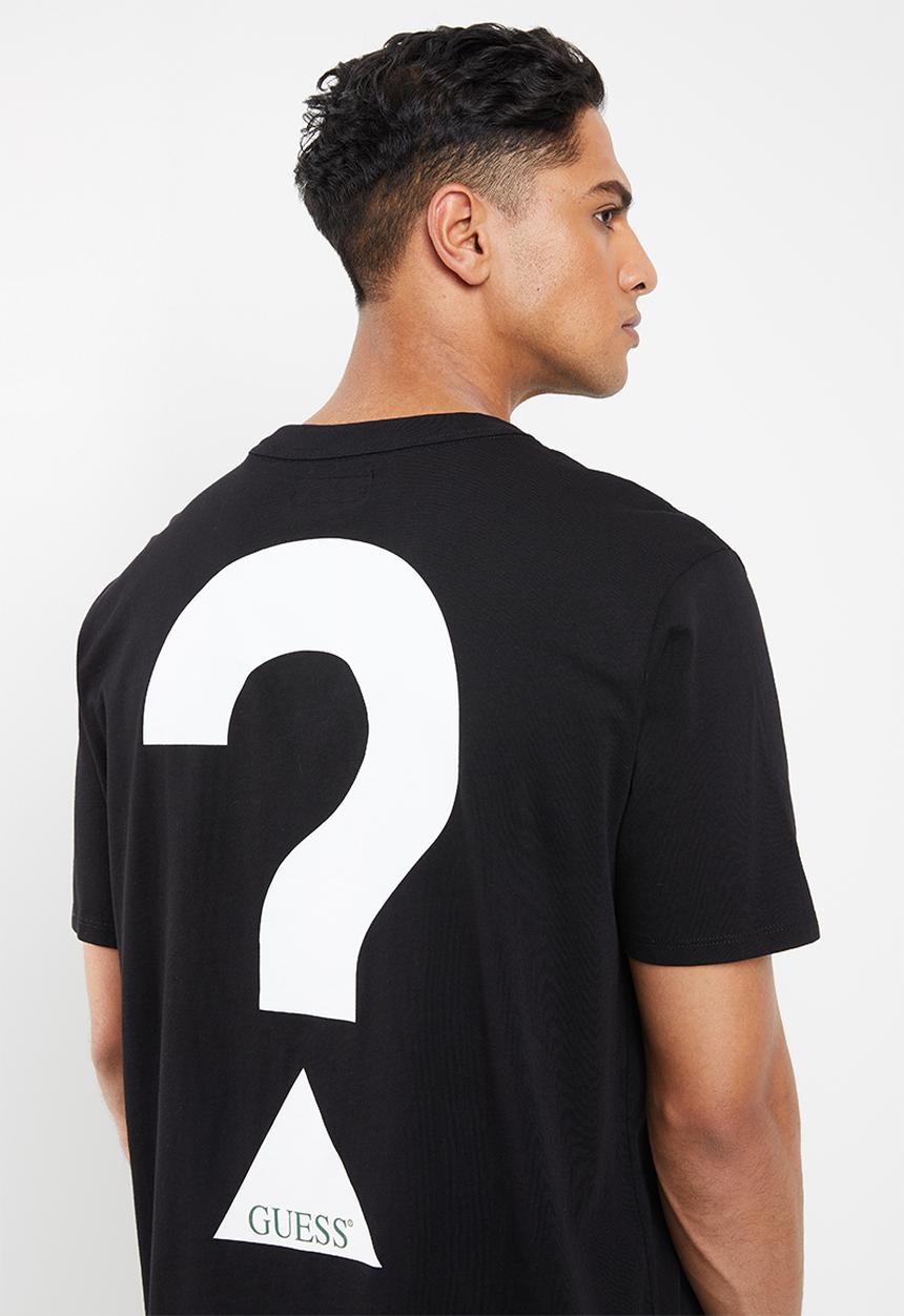 GUESS - Short sleeve basic question mark logo crew tee - black