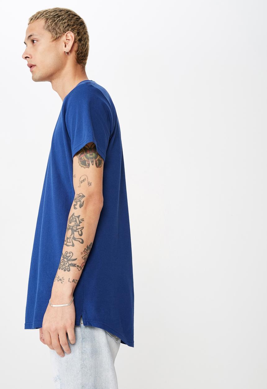 Cotton On - Essential longline curved hem T-shirt - blue