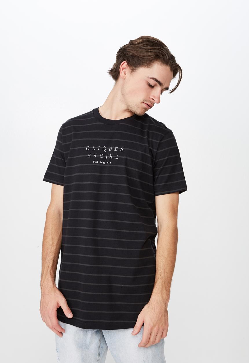 Cotton On - Longline scoop hem tee - black