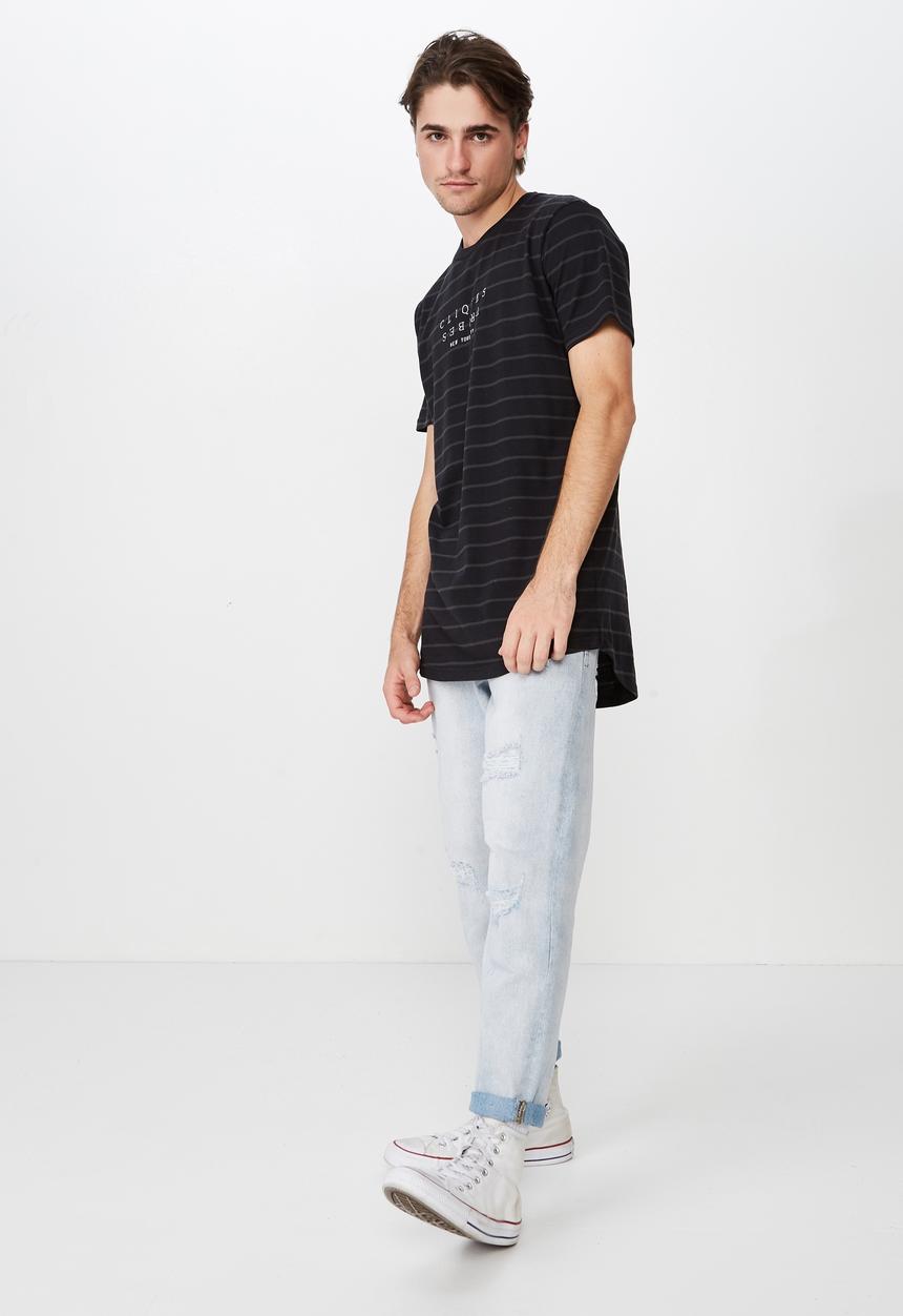 Cotton On - Longline scoop hem tee - black