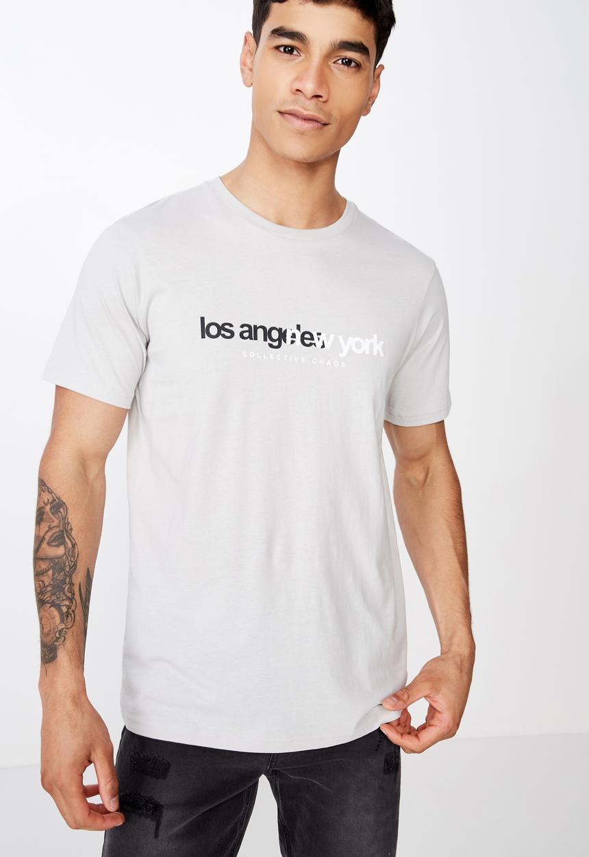 Cotton On - Tbar text T-shirt - grey